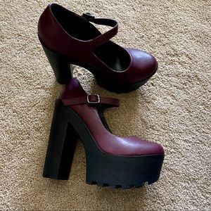 Soda Burgundy Platform Heels
